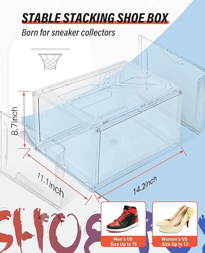 KDOR Shoe Box Clear Plastic Stackable - Image 2