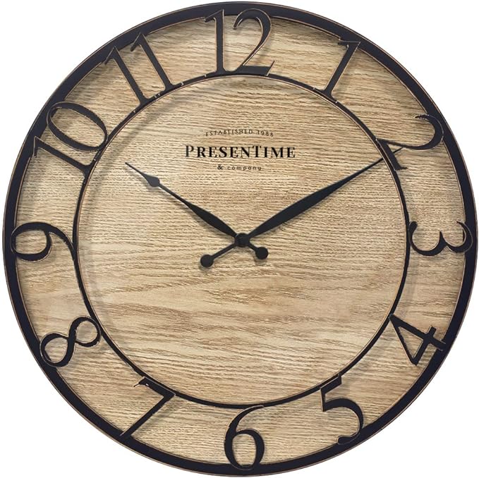 Presentime & Co 21" Farmhouse Series Wall Clock, Cottage Style, Vintage Design by Presentime
