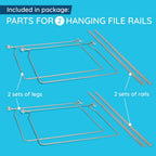 Blue Summit Supplies Hanging File Bars, Letter Size, Steel, Set of 2 | 13 x 17.5 in steel file cabinet rails and hanging file folder frame, trim to fit, for filing cabinets and desks
