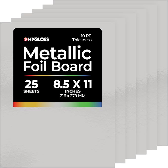 Hygloss Metallic Cardstock Sheets – 25 Matte Silver Sheets, 8.5” x 11” by HyglossProductsInc
