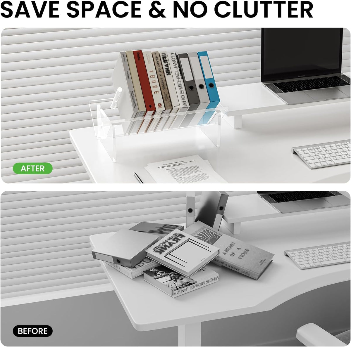 Sumerflos Acrylic Desktop Bookcase, Book Storage Organizer Bookshelves, Clear...