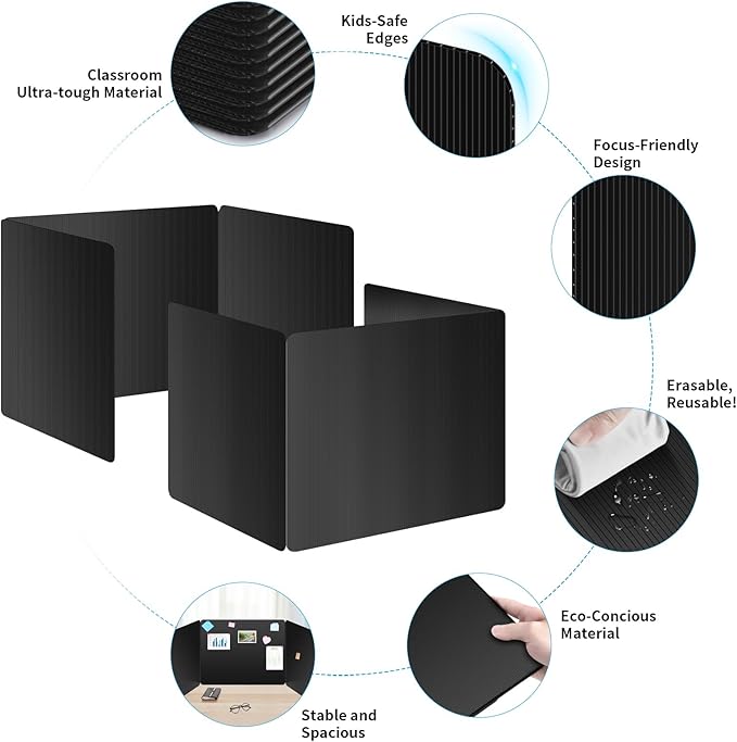 6 Pack Black Desk Dividers for Students, Privacy Shields Folder for Students - Image 2