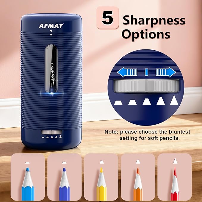 AFMAT Electric Pencil Sharpener, Fully Automatic Pencil Sharpener, Auto in & Out - Image 4