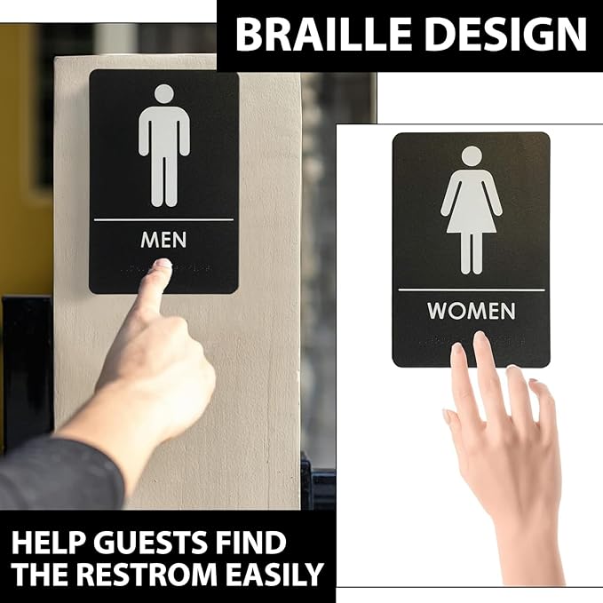 USA Made - Men's and Women's Restroom Signs ADA-Compliant Bathroom Door Signs - Image 6