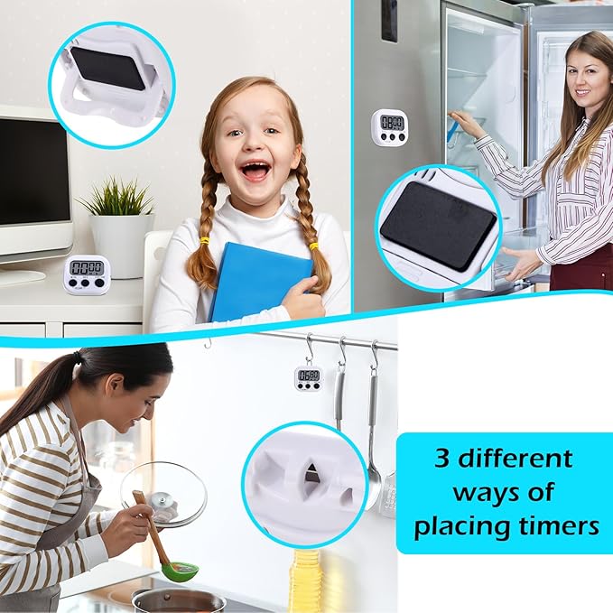 Leumoi 24 Pcs Digital Kitchen Timers Magnetic Back Timers Bulk Large Screen - Image 5