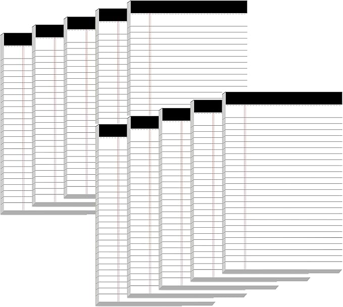 Nichela 5" x 8" Note Pads 10 Pack of Legal Pads 21lb Notepad College Ruled by Nichela