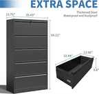 FLIXELIO 5 Drawer File Cabinets, Metal Office Storage Filing Cabinet - Image 3