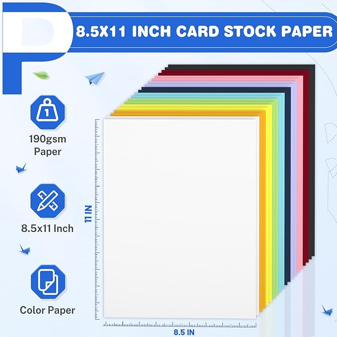 120 Sheets Colored Cardstock 8.5 x 11, 10 Assorted Colors Heavyweight Cover - Image 2