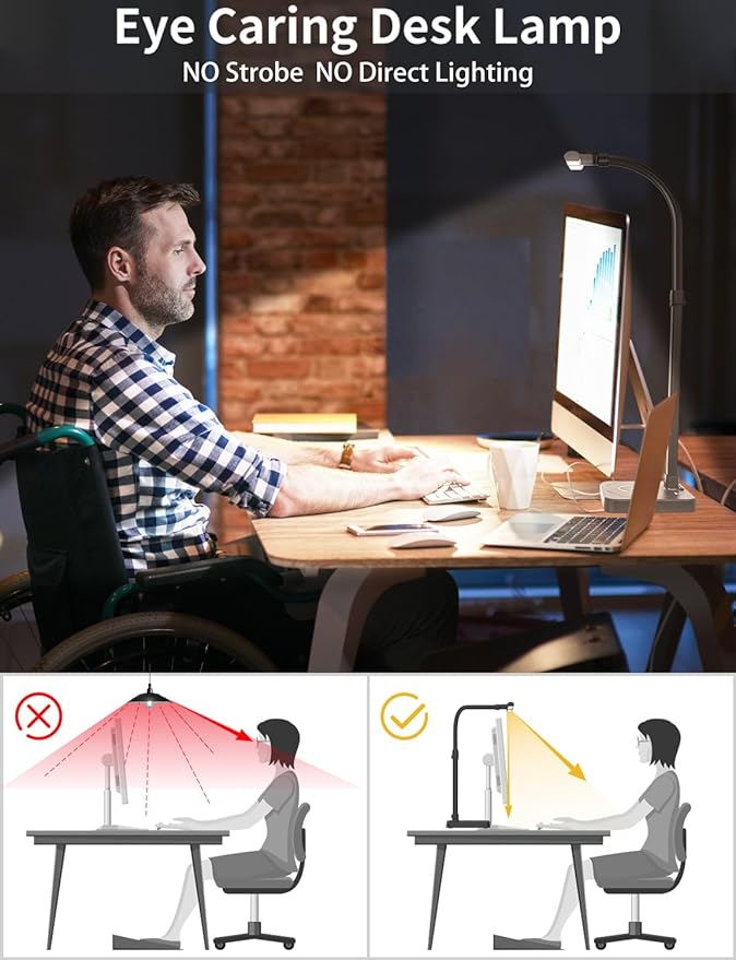 AKRRYR LED Desk Lamp for Home Office, Double Head 24W - Image 5