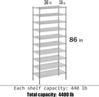 Regal Altair 18" Deep x 36" Wide x 86" Height Wire Shelving Kit | 10-Tier | NSF - Image 3