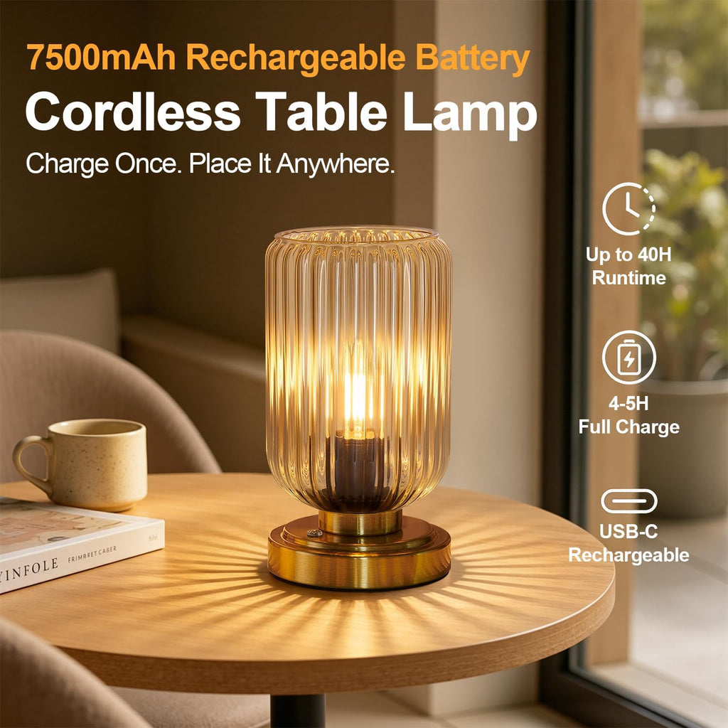 lightround cordless table lamp for bedroom, touch stepless shown in use