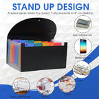 Cesil Accordion File Organizer, 13 Pocket Expanding File Folder | 10.2"x5.1" Small Receipt Organizer for Business, Coupon Document Holder, Portable Folder Organizer for Home Office School