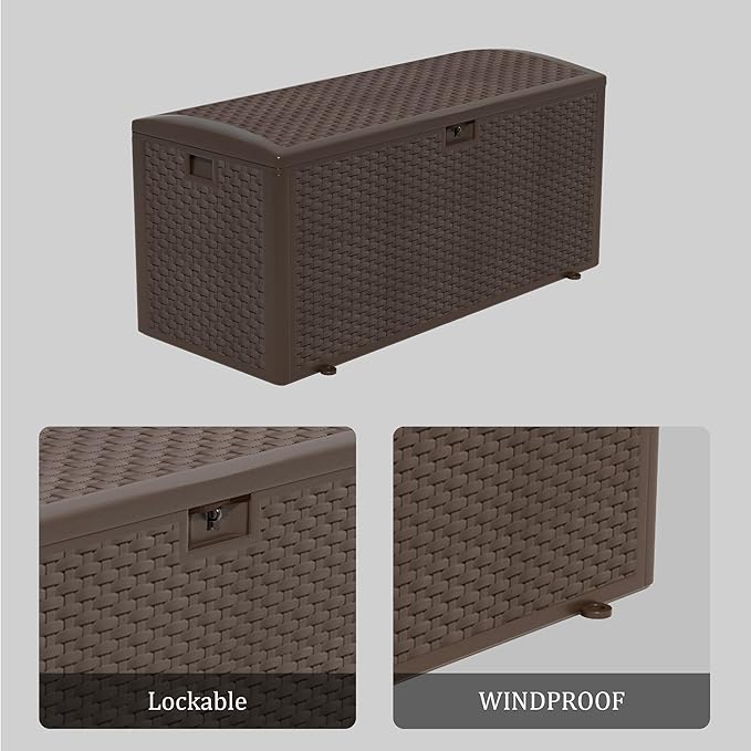 PATIOEASY 180GAL Deck Box -Grey, Wheeled Footlocker, Waterproof Resin Storage - Image 9