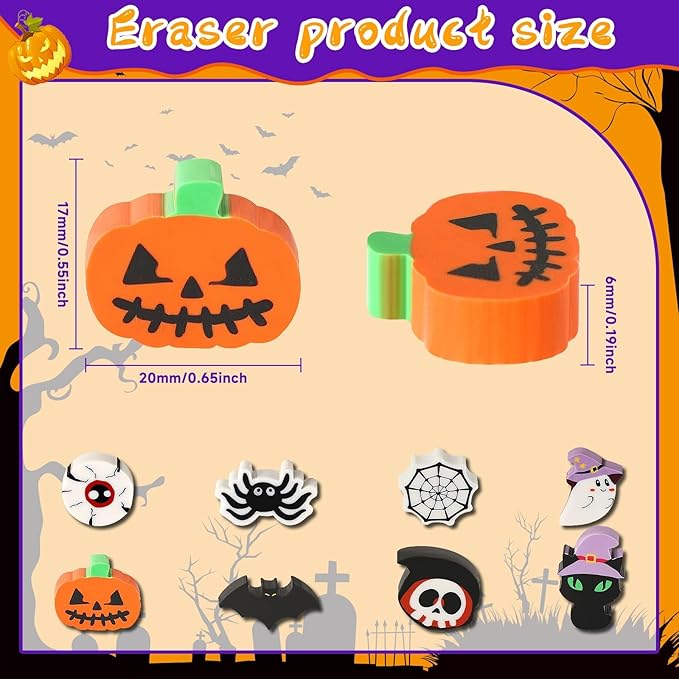 JULMELON 72PCS Halloween Party Favors Set, Wooden Pencils - Image 2