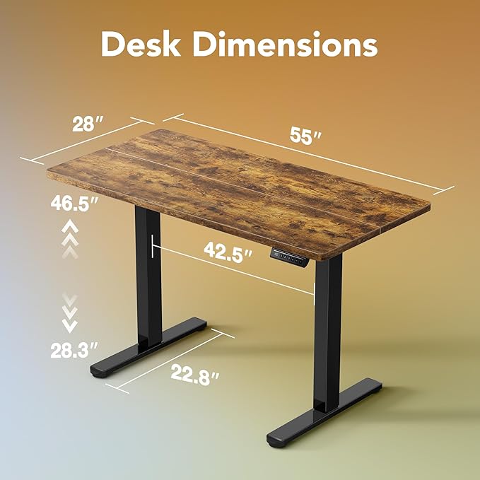HUANUO 55 x 28 inch Electric Standing Desk Adjustable Height, 4 Memory Height - Image 3