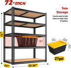 roomfave garage shelving heavy duty, 5 tier,72" h, close-up detail