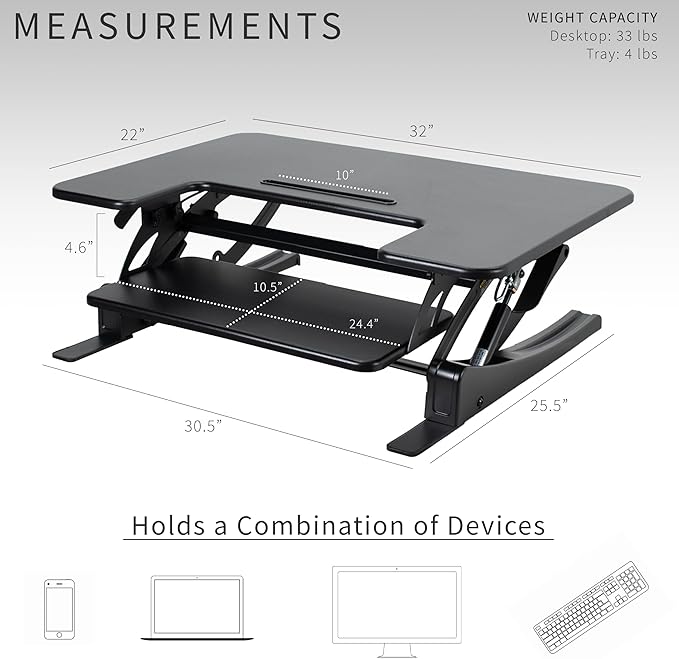 VIVO 32 inch Height Adjustable Stand Up Desk Converter, V Series, Quick Sit to - Image 3