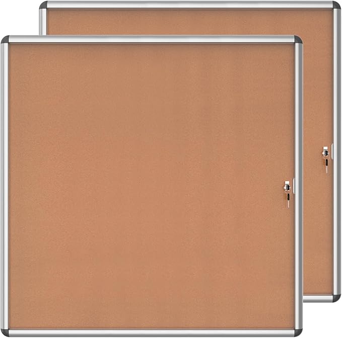 Mifuro 2 Pack 38"x38" Enclosed Bulletin Board, Lockable Weather-Resistant by MifuroOfficeProduct