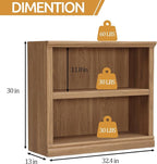 blini 2-Shelf Bookcase Wooden Bookshelves 33in Wide Floor Standing Display - Image 2