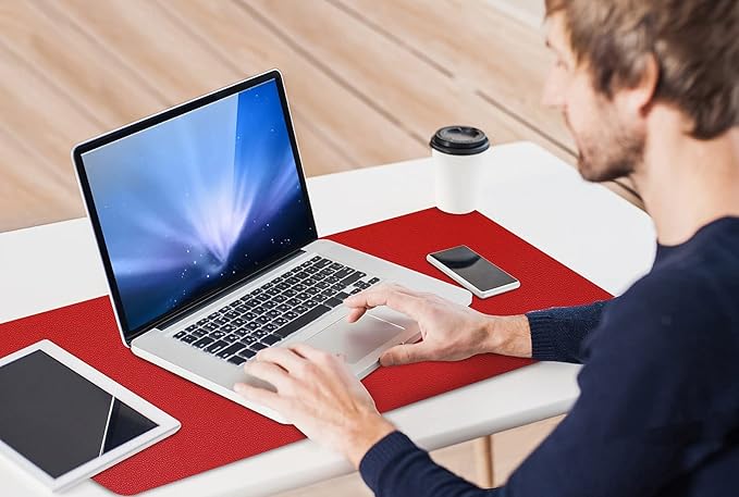 KINGFOM Desk Pad Office Desktop Protecter, PU Leather Desk Mat Blotters - Image 6