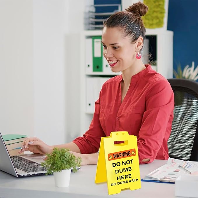 Smilelife Funny Office Cubicle Decor No Dumb Area Desk Sign Team Office Gag - Image 5