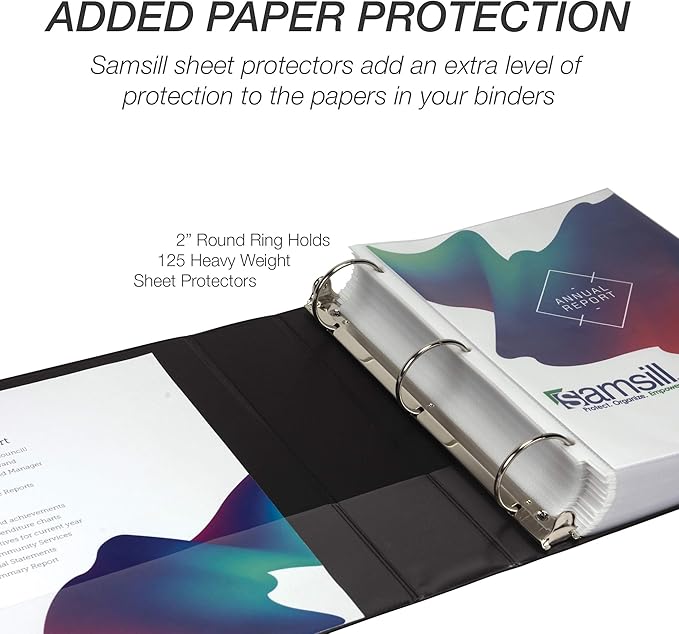 Samsill Durable 2 Inch Binder, Made in the USA, Round Ring Customizable Clear - Image 6
