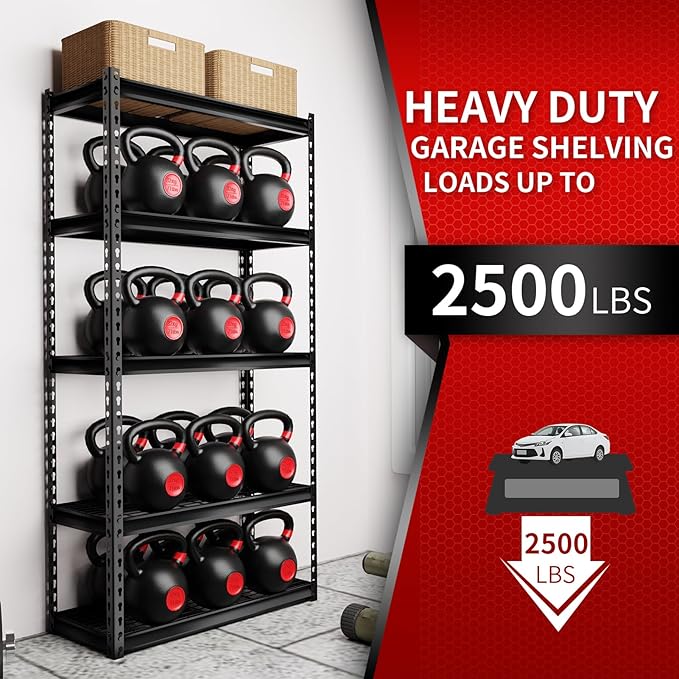 Shuntong The Atlas 30" W x 12" D x 60" H Adjustable Garage Storage Shelves Load - Image 4