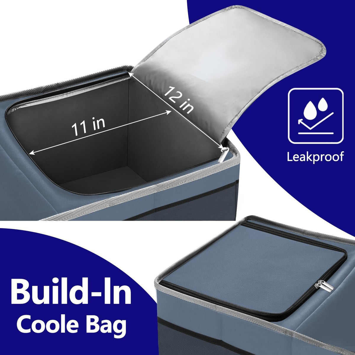 Trunk Organizer and Storage with Built-In Insulated Leak Proof Cooler Bag