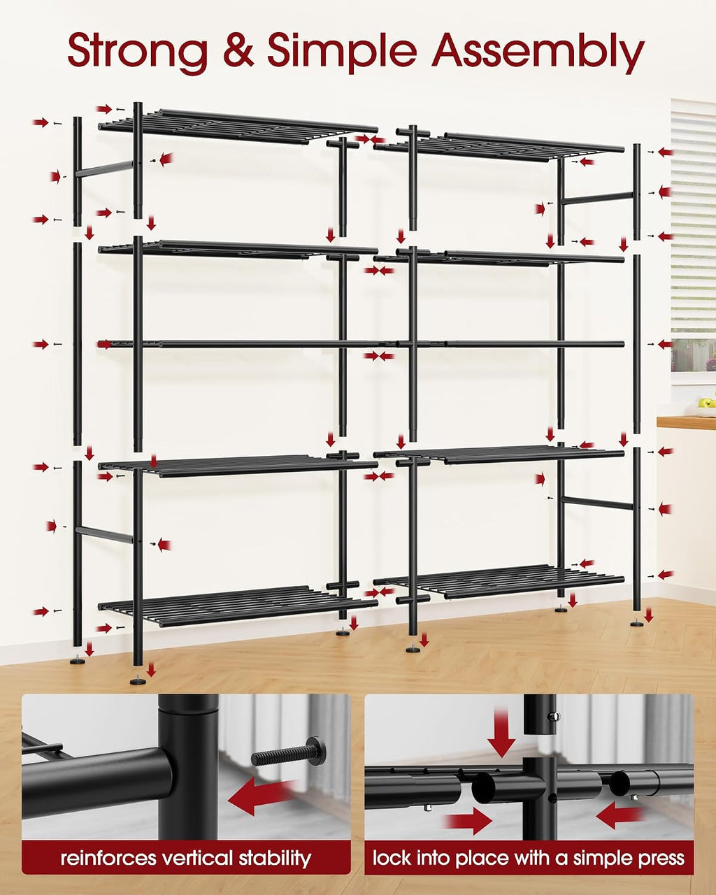 sakugi 5-tier heavy-duty garage storage shelves, 59.1"x15.7"x69.2", black on a desk or shelf
