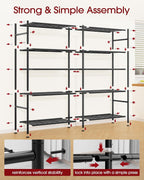 sakugi 5-tier heavy-duty garage storage shelves, 59.1"x15.7"x69.2", black on a desk or shelf