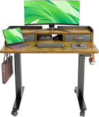 Claiks Standing Desk with Drawers, Adjustable Stand Up Electric Small Standing by CLAIKS