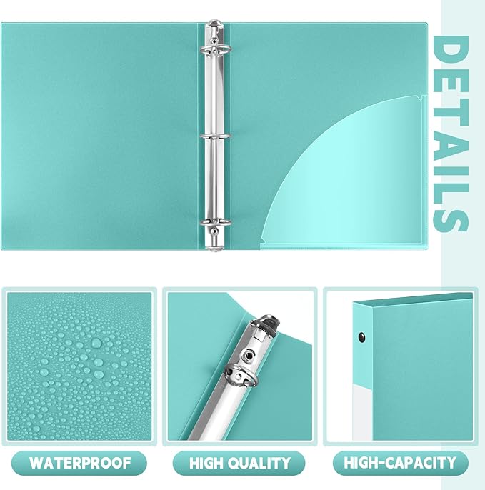 Henoyso 16 Pcs 3 Ring Binder 0.5 Inch Round Fits Letter Size 8.5'' x 11'' Paper - Image 3