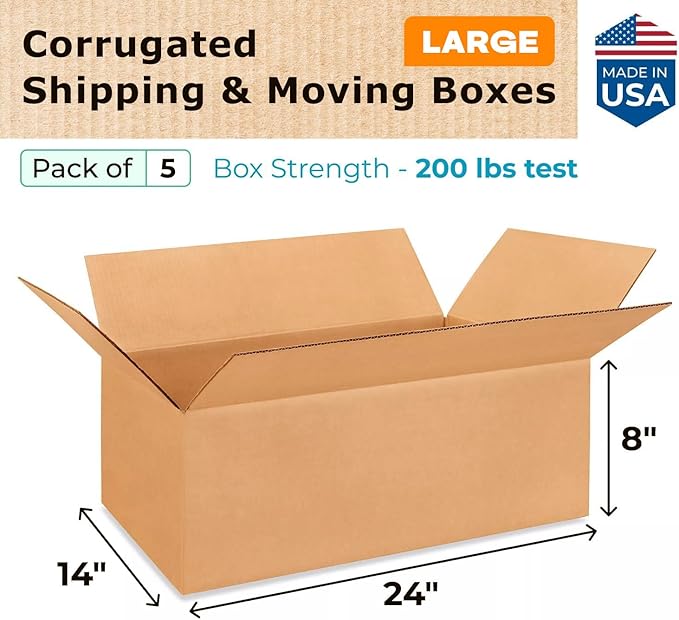 Large Shipping & Moving Boxes 24 x 14 x 8 inches - Image 2