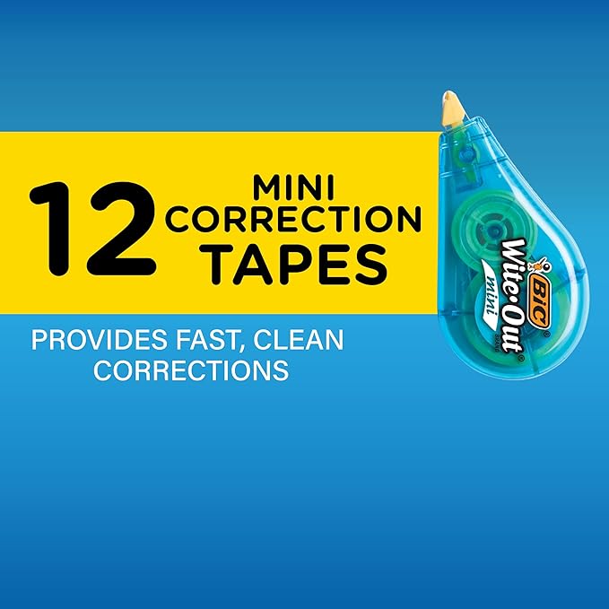BIC Wite-Out Brand Mini Correction Tape, 16.4 Feet, 12-Count Pack of White - Image 3