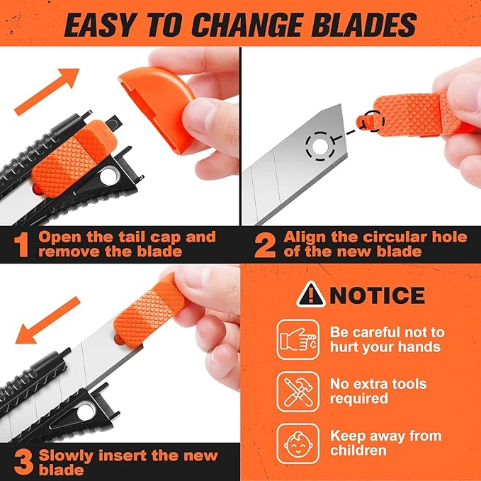 JOYUMY 20 Pack Utility Knife, Box Cutter Retractable, Box Knife - Image 6