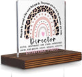 Director Appreciation Gift Desk Sign Leopard Rainbow Decor, Motivational Office by Pariveca