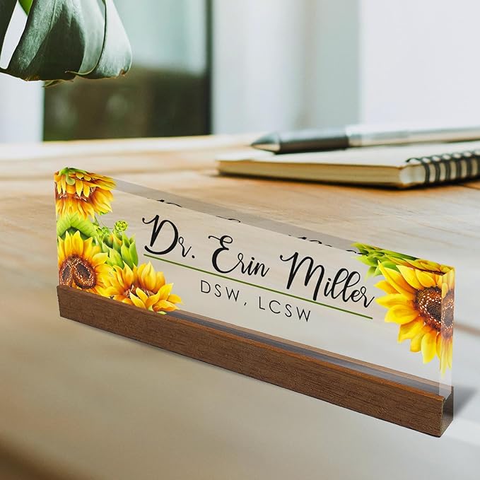 Artblox Personalized Office Desk Name Plate and Business Card Holder | Clear - Image 2