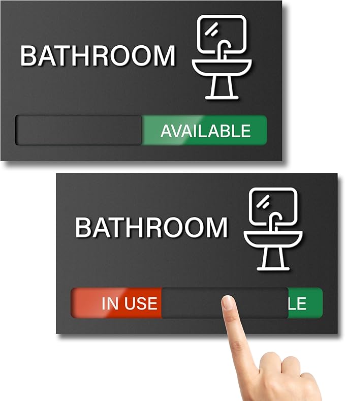 Bathroom Door Signs, Available In Use Sliding Sign, Do Not Disturb, Vacant by EliteSign