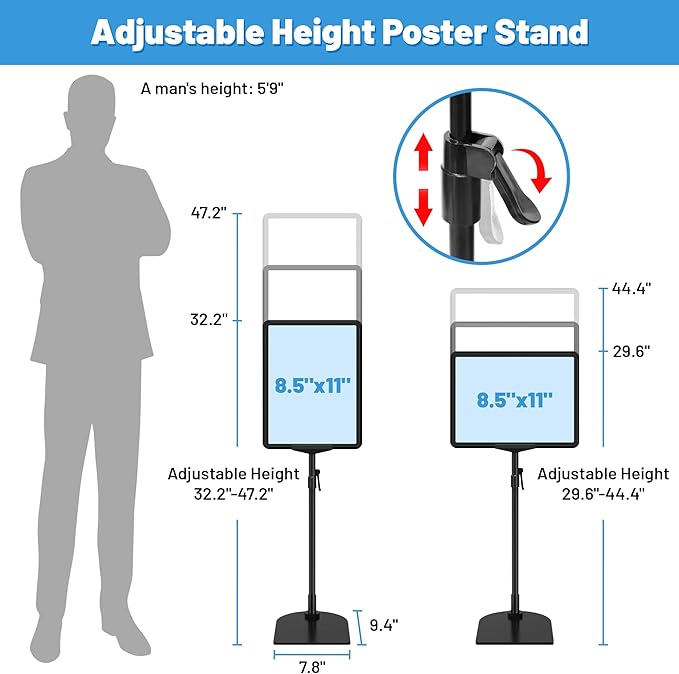 VAIIGO 6Pack Sign Stand for Display 8.5 x 11, Adjustable Poster Stand for Table - Image 3