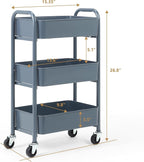 SunnyPoint 3-Tier Delicate Compact Rolling Metal Storage Organizer - Image 6
