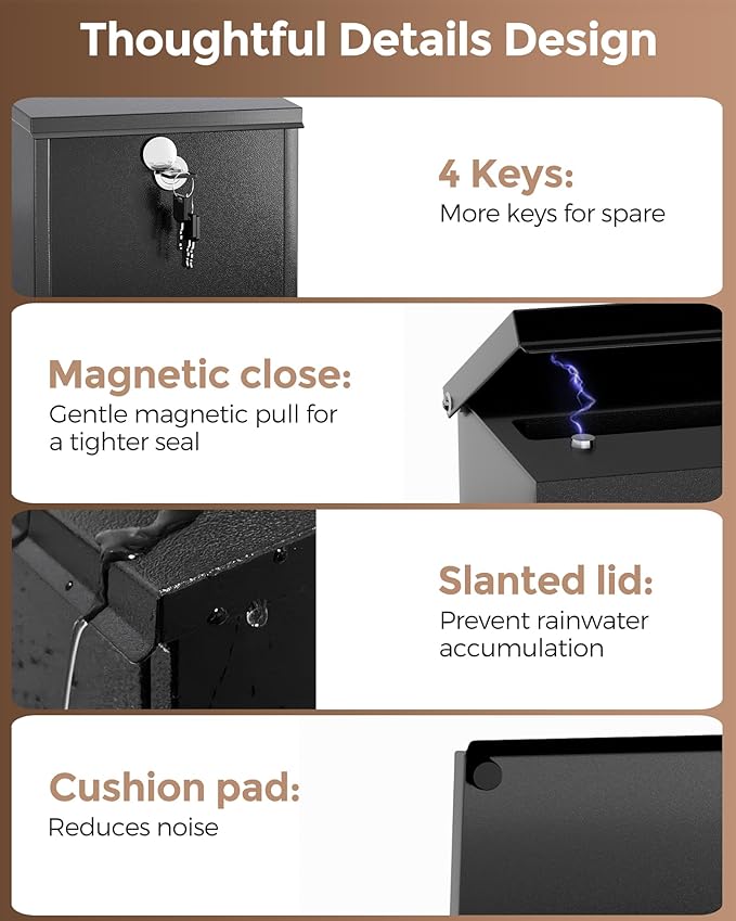 LAND·VOI Locking Wall-Mount Mailbox - Image 3
