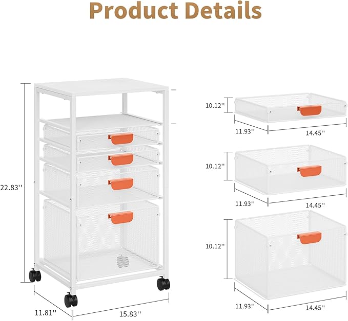 Marbrasse Rolling File Cart - Image 3