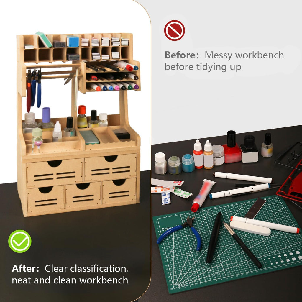 bucasso plastic model paint rack tool storage all-in-one, close-up detail