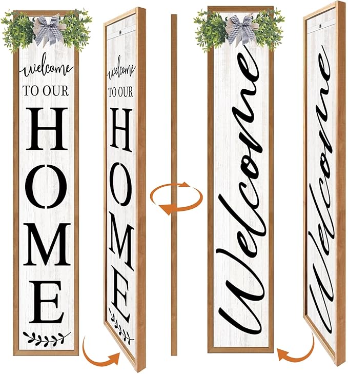 Double-sided Welcome to Our Home Wooden Sign Stand by Unknown