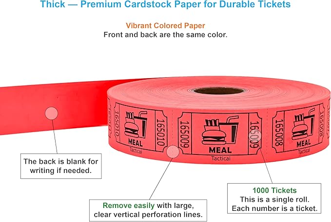 Tacticai 1000 Raffle Tickets, Single Roll, Ticket - Image 2