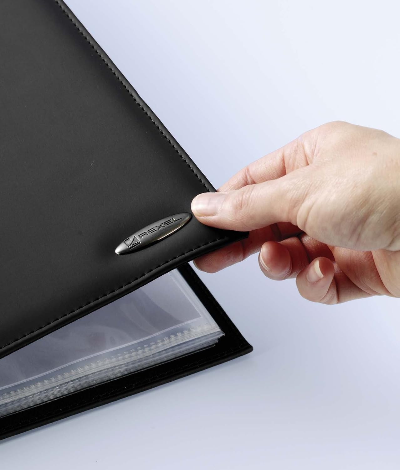 Rexel Soft Touch A4 Display and Presentation Folder Book, Smooth Leather, 24 Pockets - Black,Medium