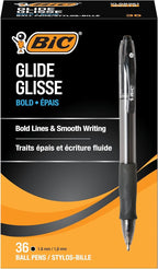 BIC Glide Bold Black Ballpoint Pens, Bold Point, 36-Count Pack, Retractable by BIC