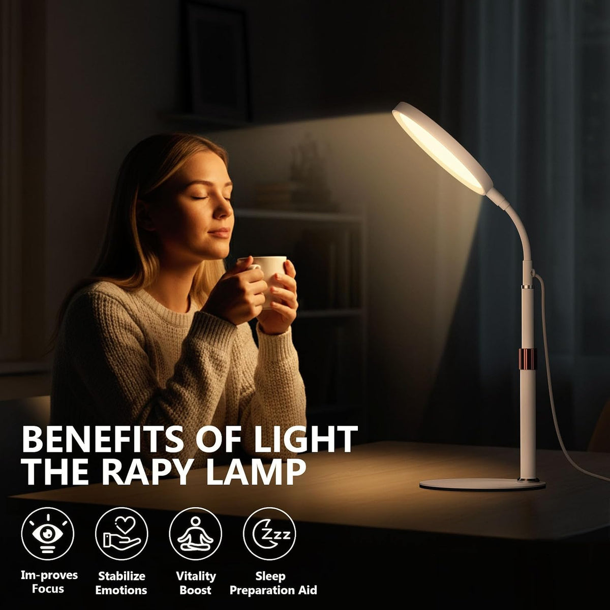 Light Therapy Lamp, 10000 Lux Full Spectrum Sunlight LED Desk Lamp
