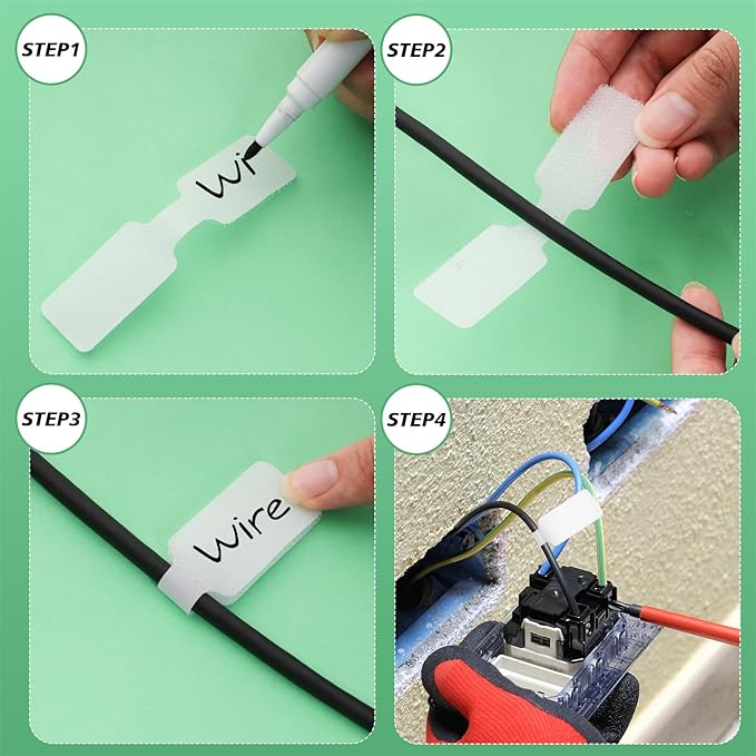 50 Pcs Cable Labels Nylon Writable Cord Tags Reusable Cable Cord Wire Labels - Image 5