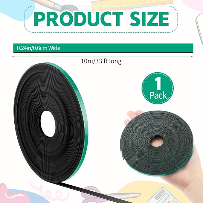AmazingSpark Magnetic Tape Roll Thin Strips, 1/4 Inch x 33 Feet Magnetic Board - Image 2